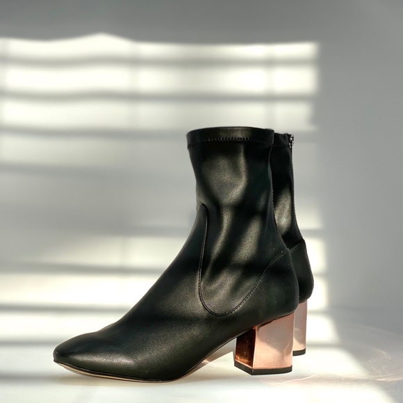 black sock boots with rose gold heel - Picture 3 of 4